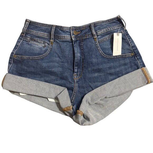 NWT Pilcro Anthropologie Denim Shorts Size 26 Blue Bandits Jeans Cuffed Summer - Picture 1 of 5
